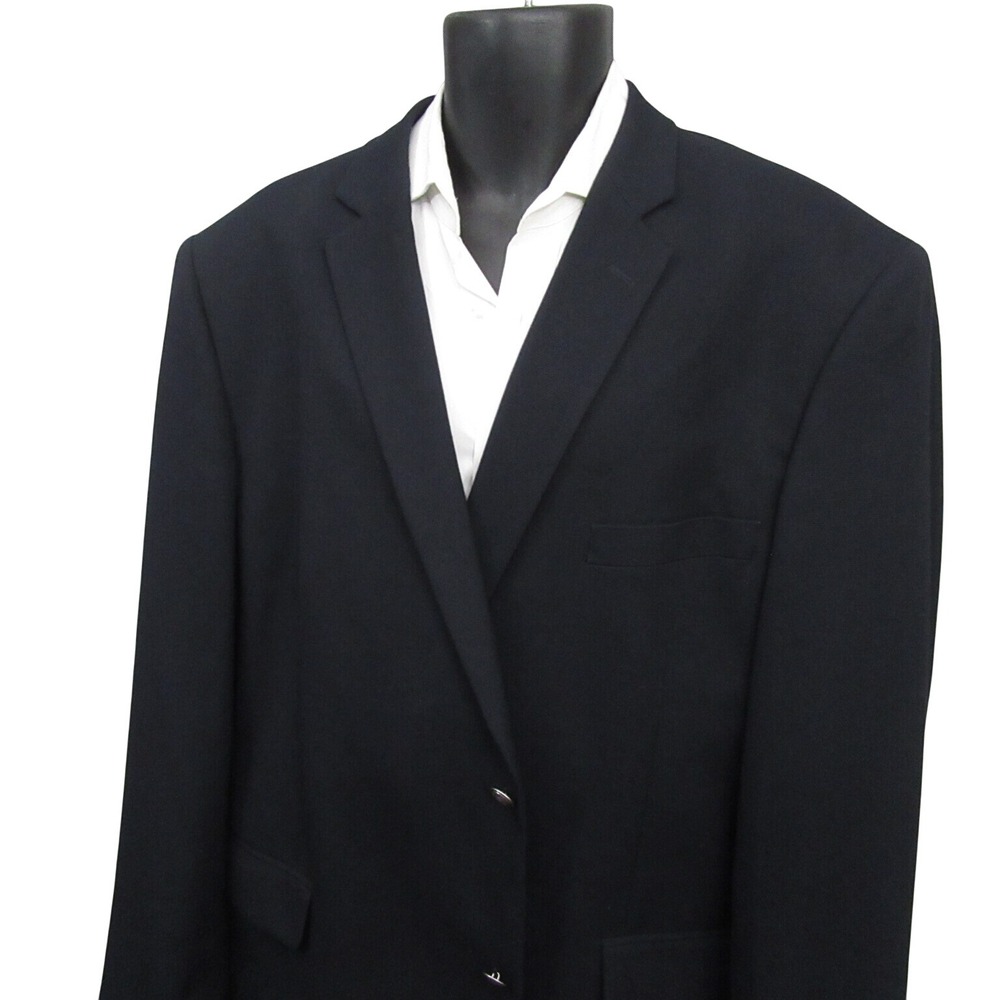 Pierre Loren Mens Blazer 48L Navy Blue Two Button Sport Coat Superior 130s